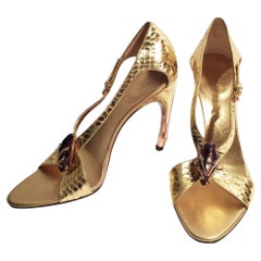 Nuevos tacones Tom Ford for Gucci Python Snake Head Ad Runway Heels Sz 7