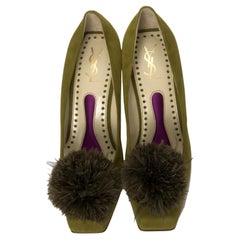 Nuevo Yves Saint Laurent YSL Tacones de aguacate Bombas de ante Sz 39