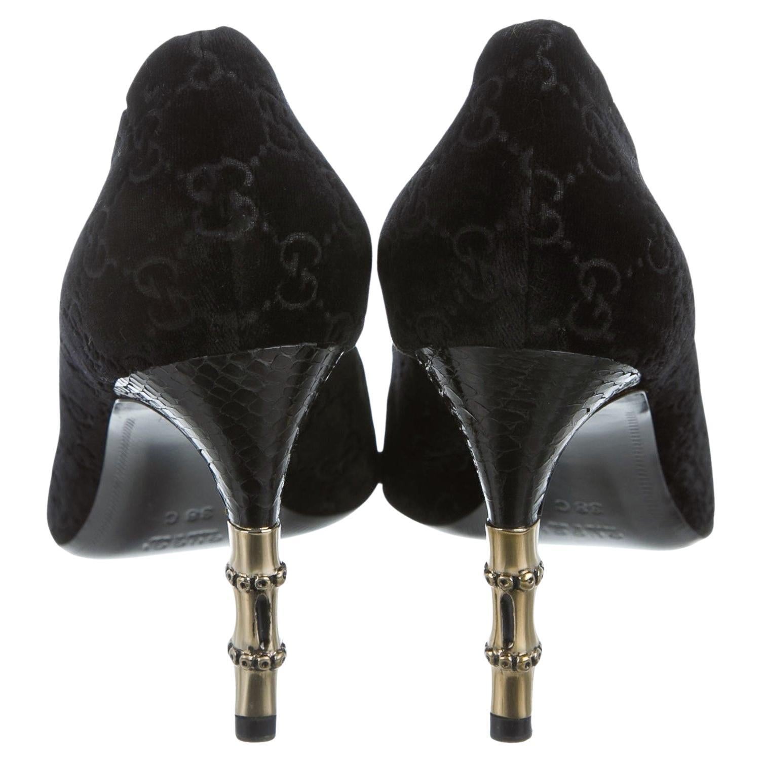 New Rare Tom Ford for Gucci GG Velvet Python Bamboo Heels Pumps Sz 7