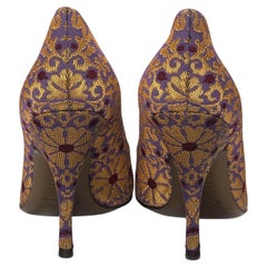 New Yves Saint Laurent YSL Brocade Heels Pumps Sz 38.5 U.S. 7.5