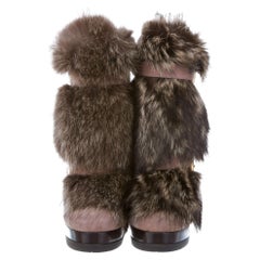 Nuevo Fendi Karl Lagerfeld Anuncio Pasarela Piel y Gamuza Plataforma Botas Botines Sz 39
