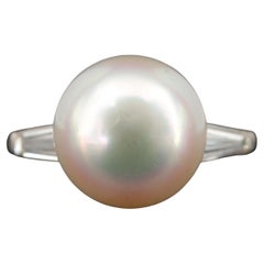 Cartier Art Deco Platinum South Sea Pearl & Diamond Ring With GIA Report