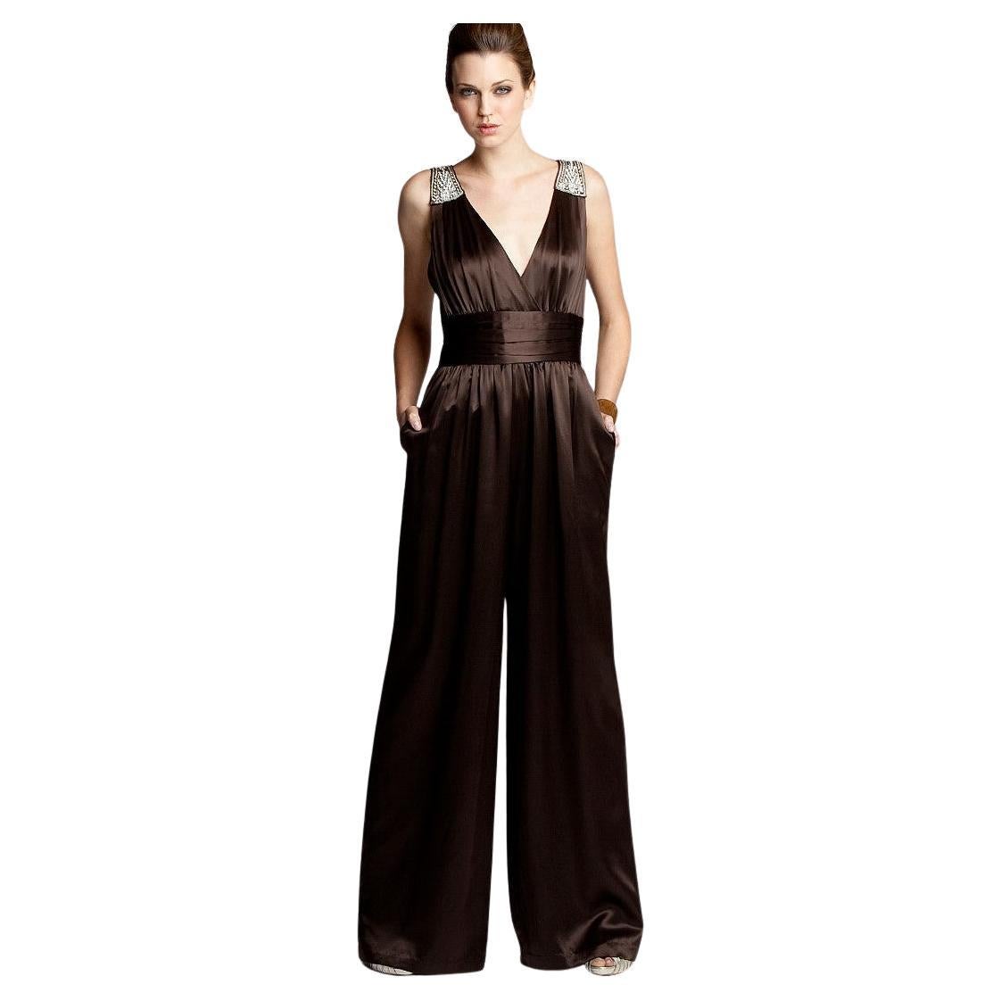 New Badgley Mischka Silk Evening Jumpsuit Dress Gown Sz 2