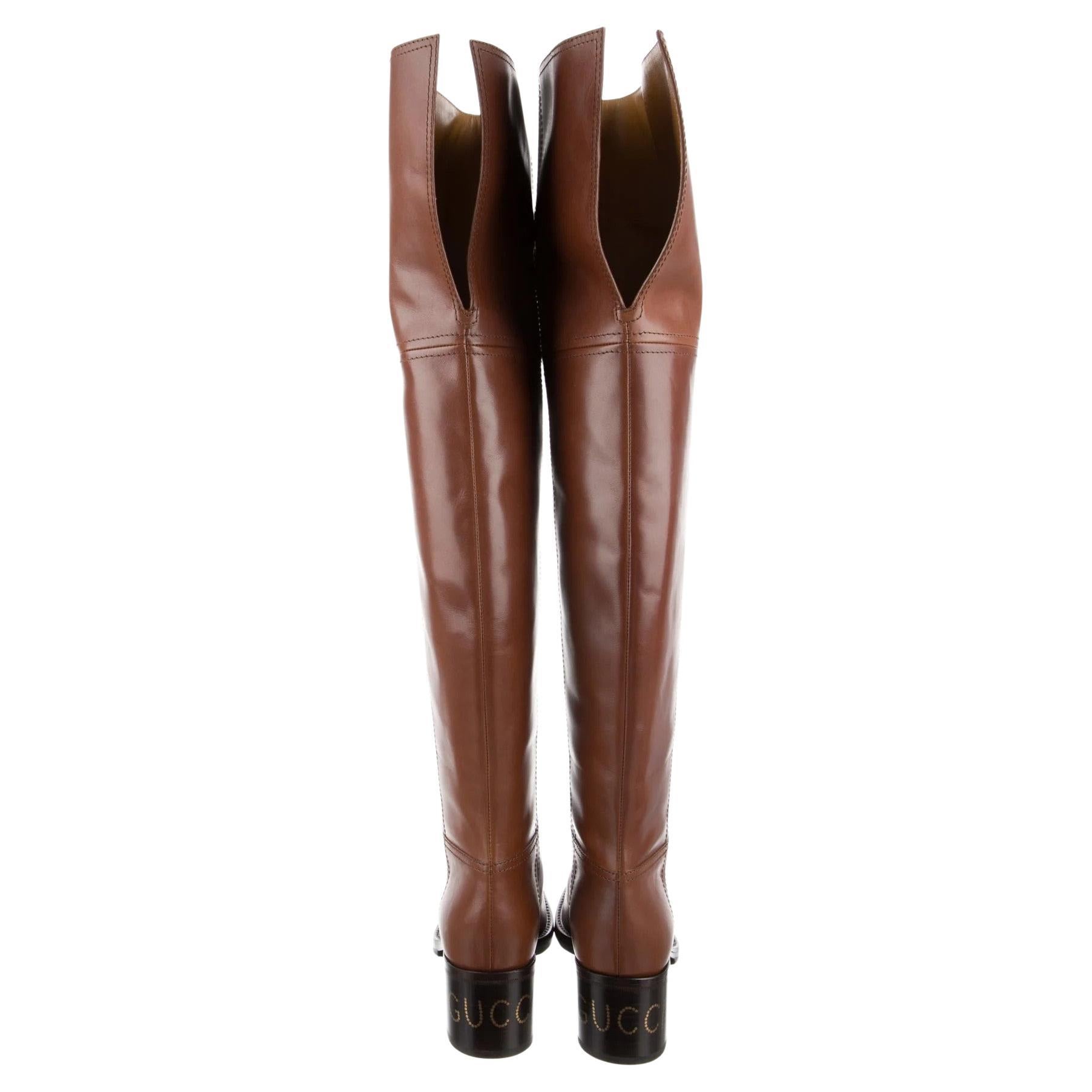 $2985 New With Box Gucci 2024 Over The Knee Leather Boots Sz 40