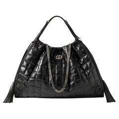 New With Tags $4980 Gucci Deco Leather Quilted Chain Tote Bag