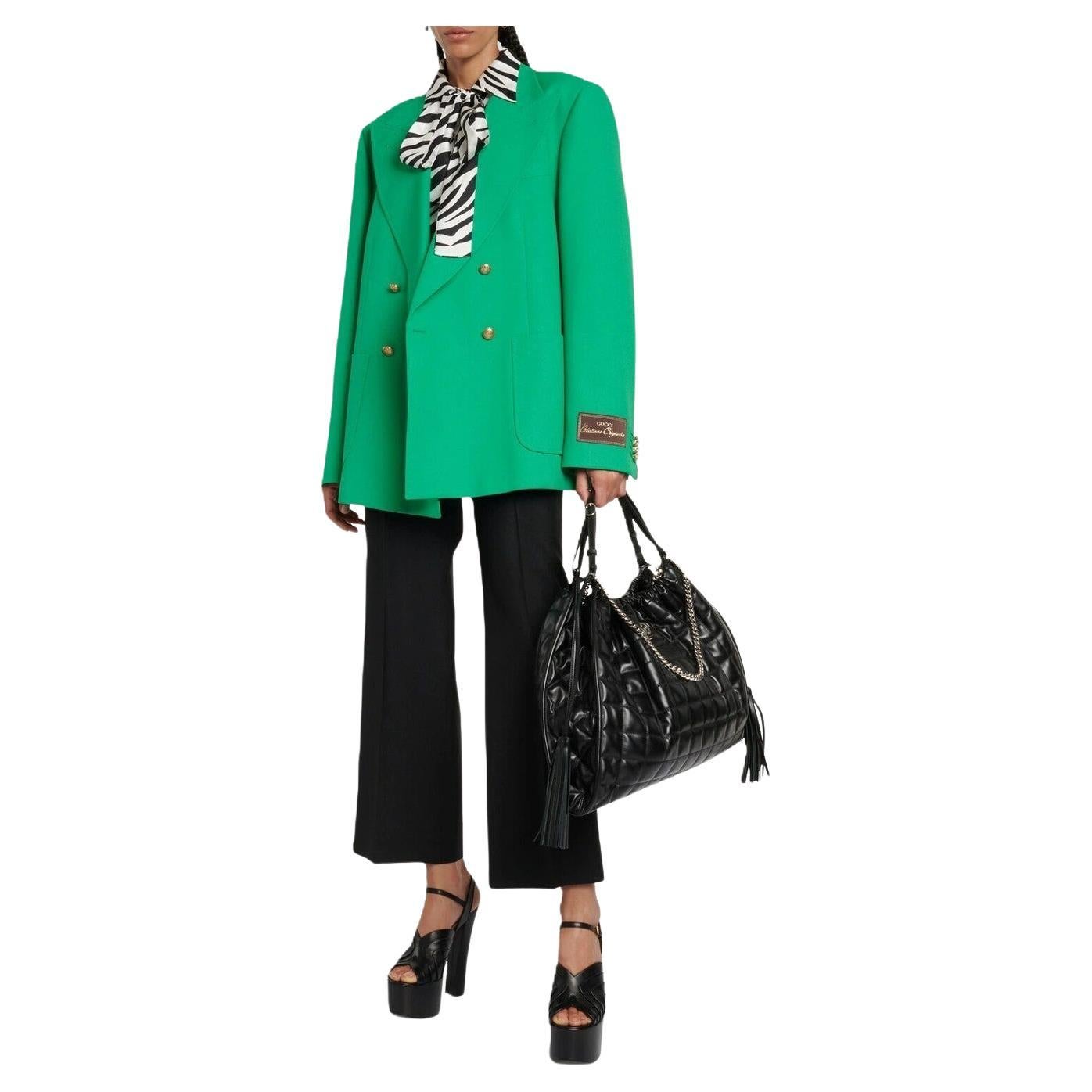 Black New With Tags $4980 Gucci Deco Leather Quilted Chain Tote Bag For Sale