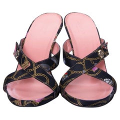 New Tom Ford For Gucci Vintage Chain Logo Satin Slide Heels Sz 6.5