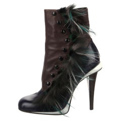 New Karl Lagerfeld's 2012 Fendi Fall Collection Monster Fur Booties Boots Sz 38