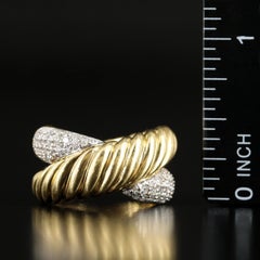 Anillo vintage de David Yurman con pavé de diamantes de 0,70 quilates en oro de 18 quilates, con diseño de cruz entrecruzada, talla 5,75