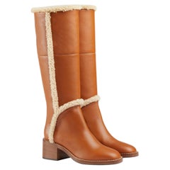 New Gucci Leather and Shearling Aspen Boots Sz 37