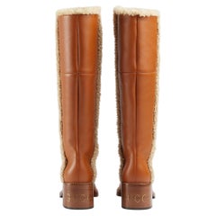 New Gucci Leather and Shearling Aspen Boots Sz 37