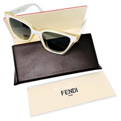 New Fendi White Retro Wayfarer Sunglasses with Case