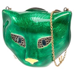 Gucci Garden Enamel Cat Minaudière or Necklace in 18k Gold & Sterling Silver