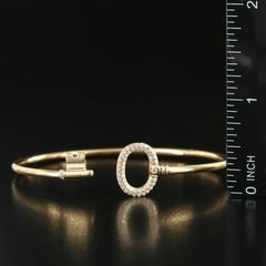 Tiffany & Co. 18K Gold Diamond Lock & Key Open Cuff Bracelet