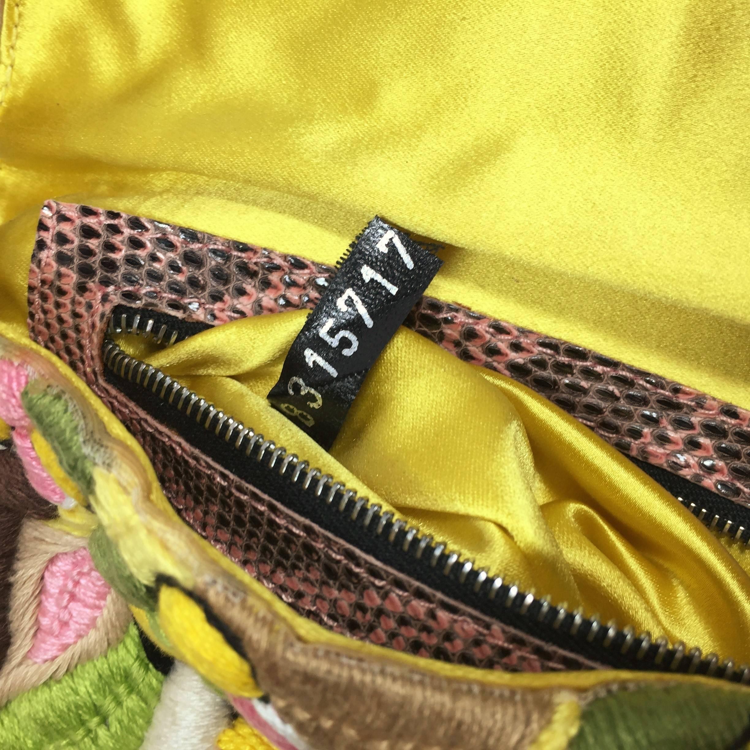 New Vintage Fendi Hand Sewn Embroidered Lizard Baguette Bag 8