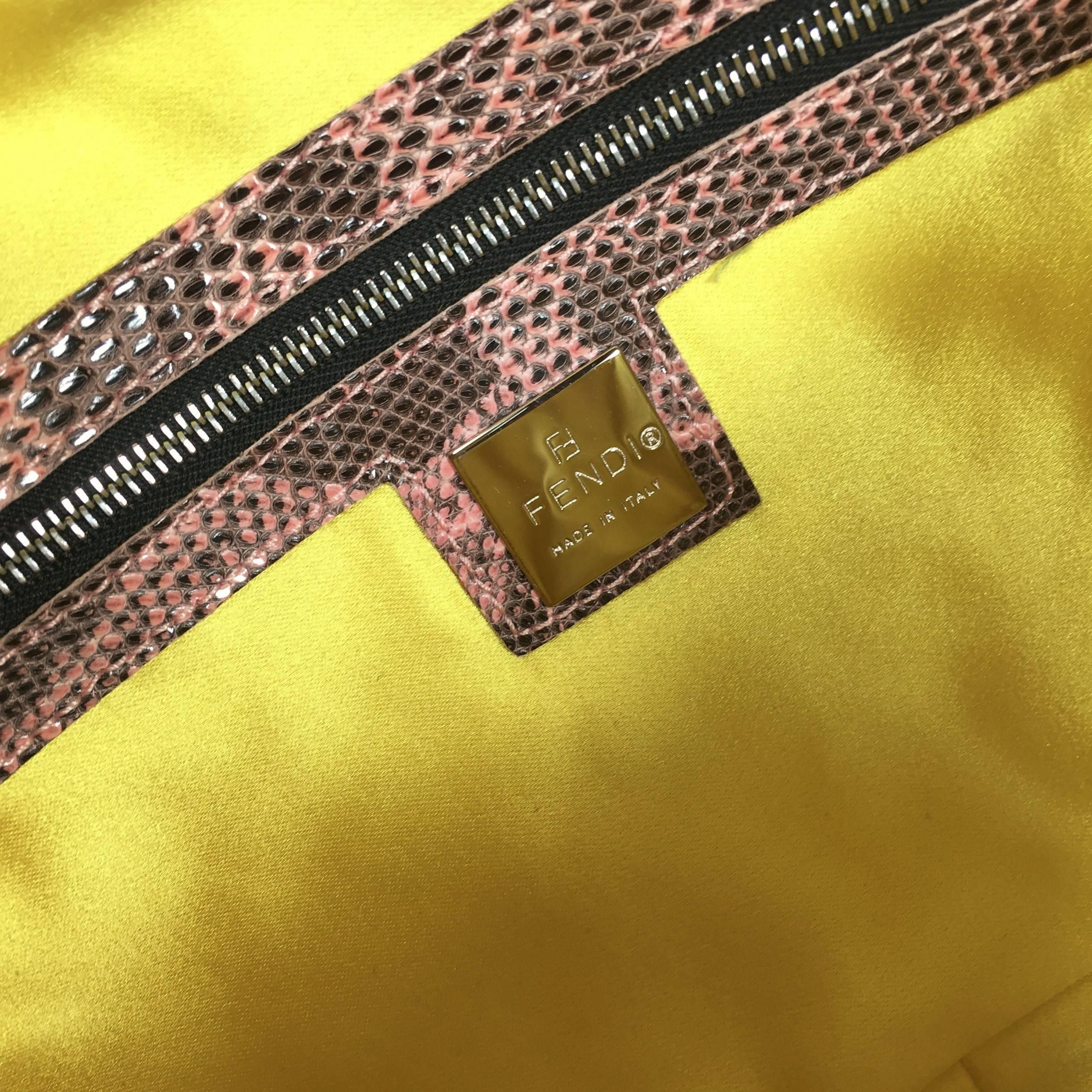 New Vintage Fendi Hand Sewn Embroidered Lizard Baguette Bag 7