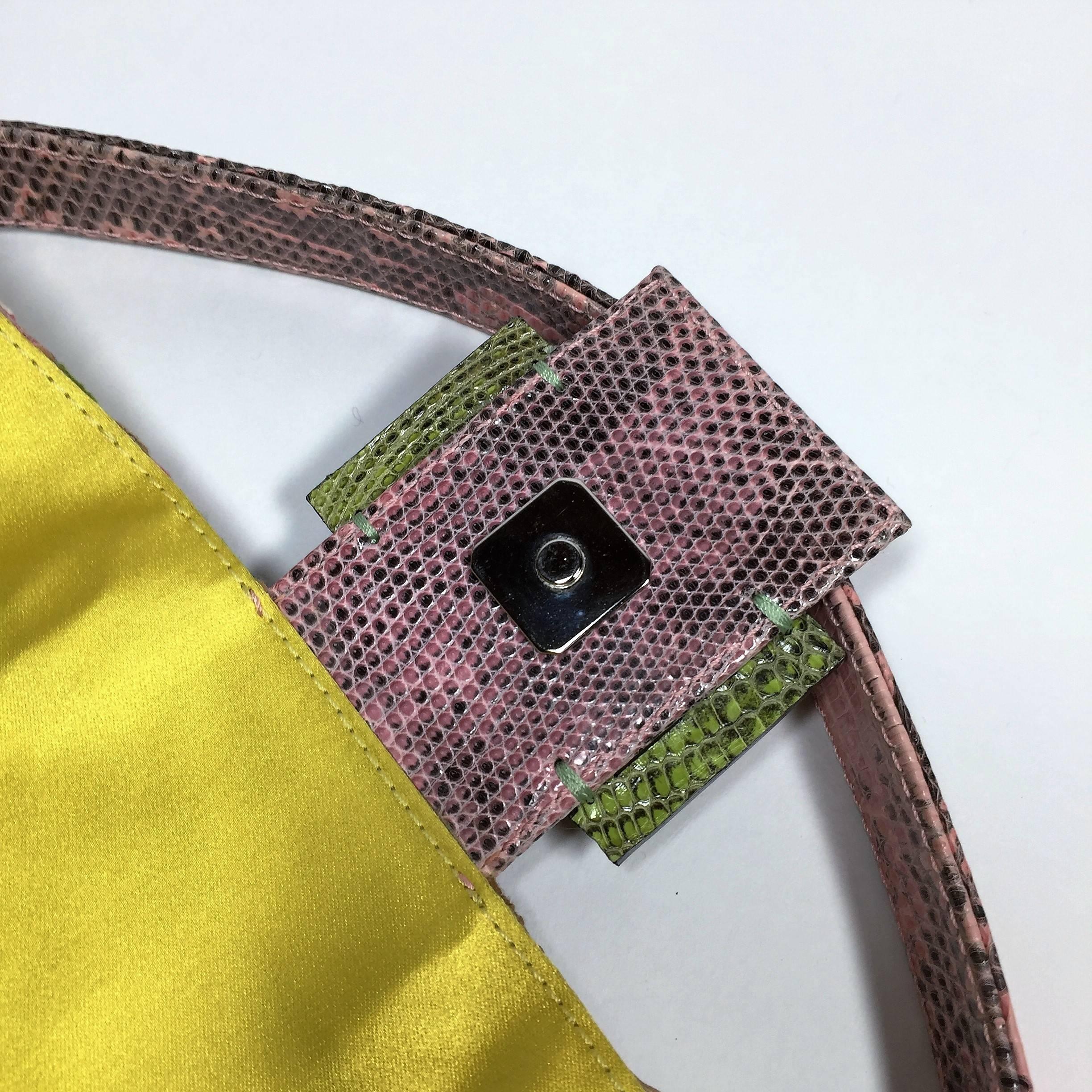 New Vintage Fendi Hand Sewn Embroidered Lizard Baguette Bag 6