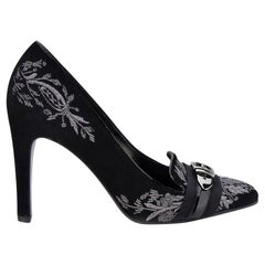 Nuovo Gucci Runway Suede Brocade Buckle Heels Sz 36.5