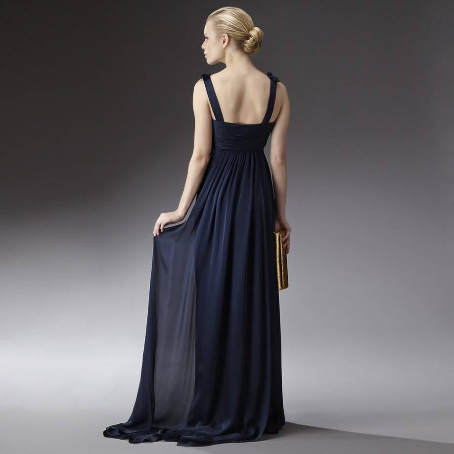 Black New Badgley Mischka Couture Silk Evening Dress Gown Sz 4