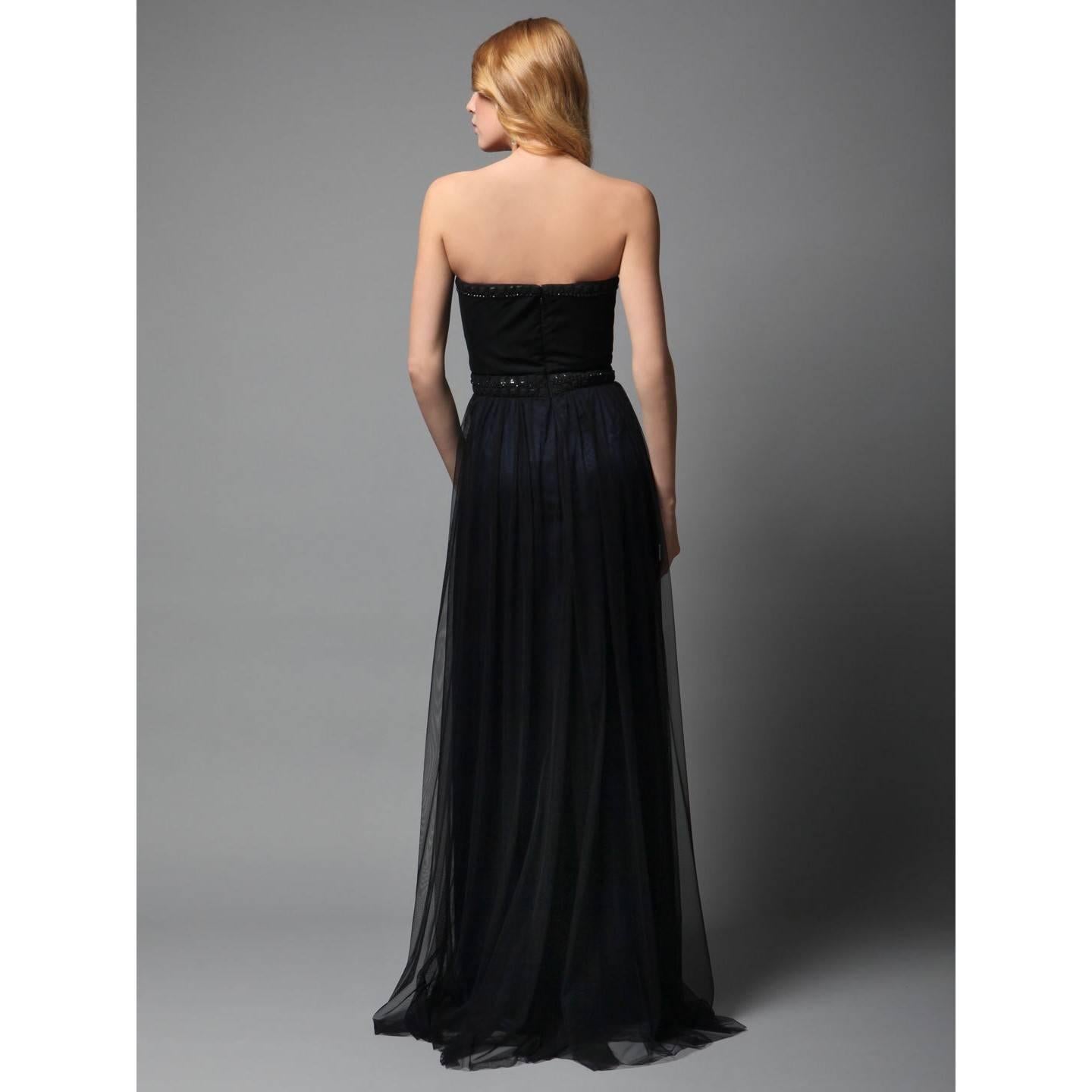 New Badgley Mischka Couture Beaded Evening Dress Gown  Sz 4 In New Condition In Leesburg, VA
