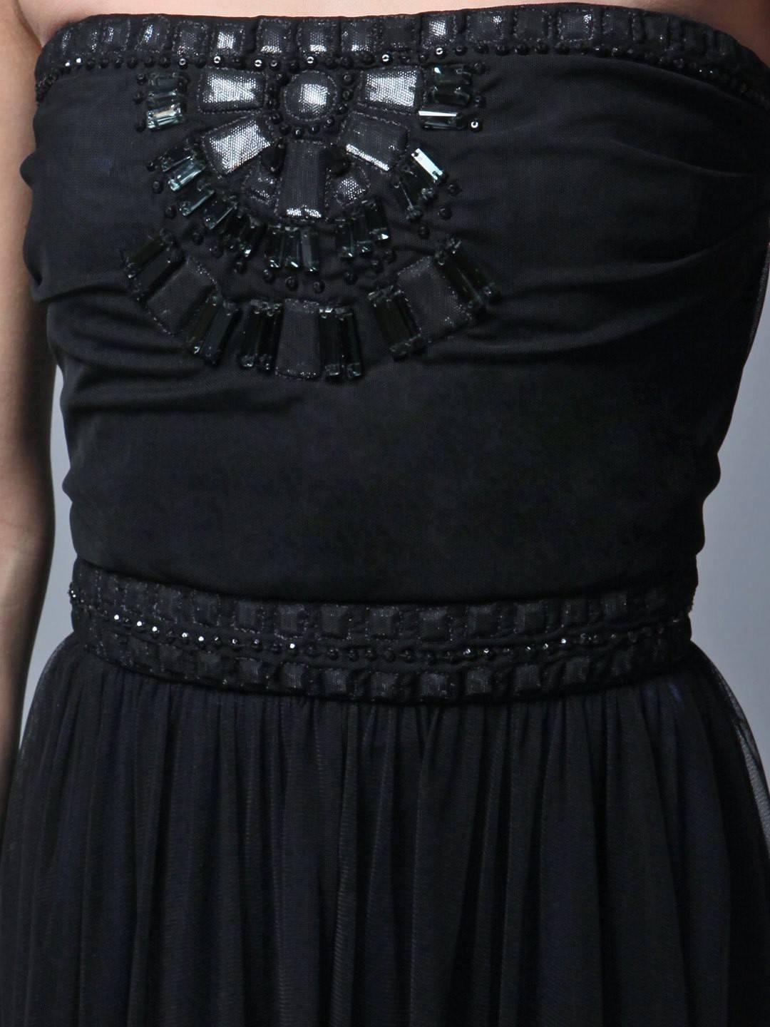 Women's New Badgley Mischka Beaded Evening Dress Gown  Sz 4