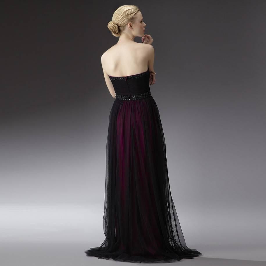Black New Badgley Mischka Couture Beaded Evening Dress Gown  Sz 4