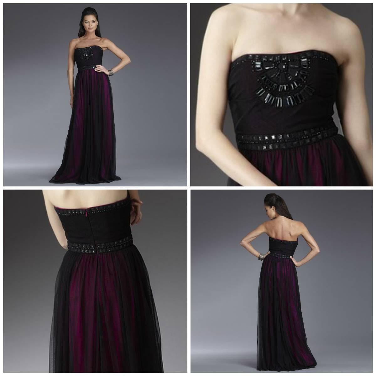 New Badgley Mischka Couture Beaded Evening Dress Gown  Sz 6 In New Condition In Leesburg, VA