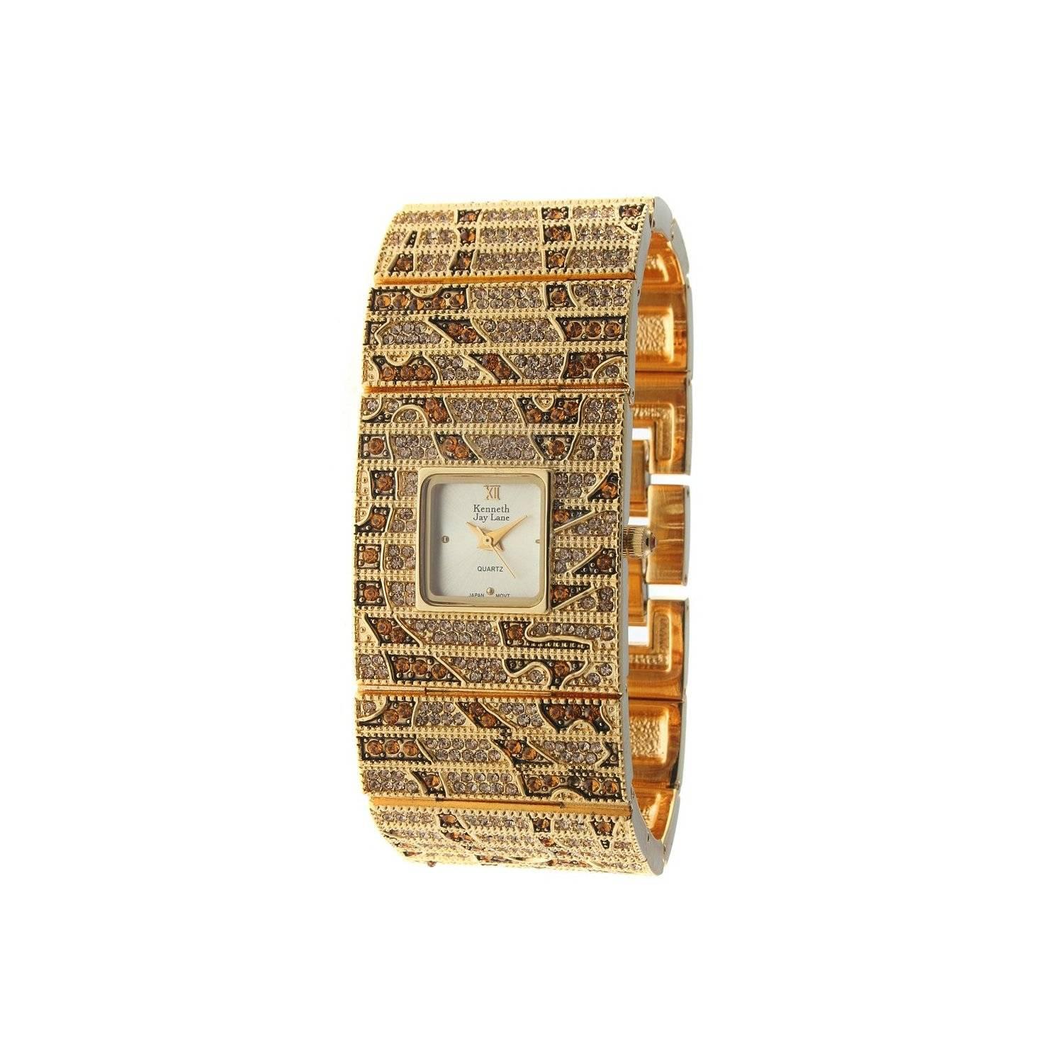Women's New Kenneth Jay Lane Leopard Link Swarovski Crystal Quartz Wristwatch 