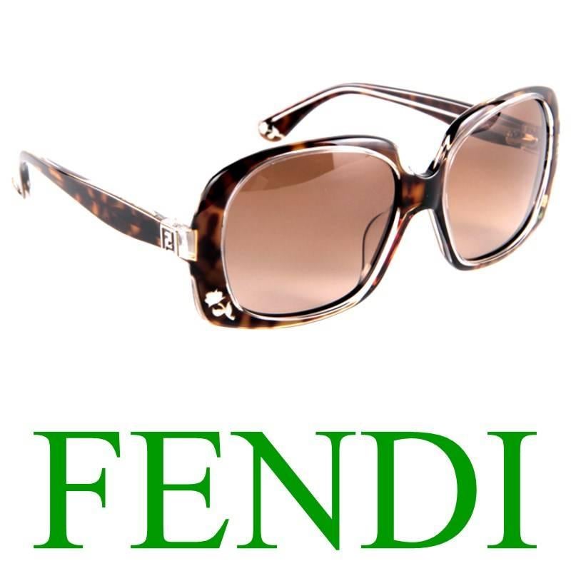 New Fendi Tortoise with Rose Inlaid Sunglasses With Case 4