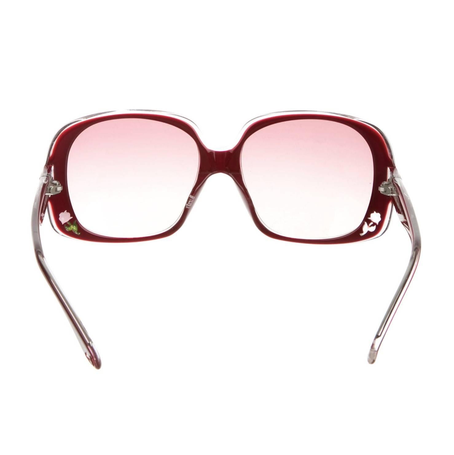 New Fendi Deep Red Rose Inlaid Sunglasses With Case 11
