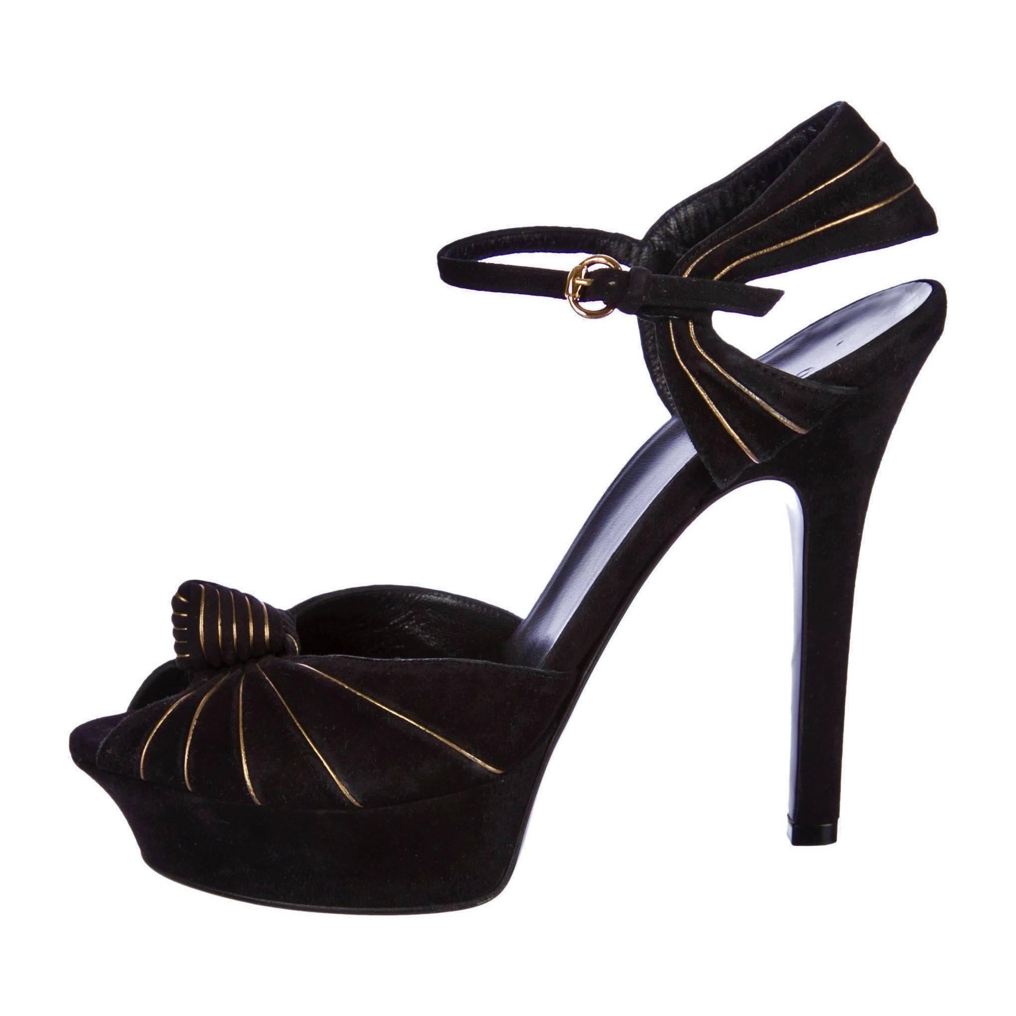 gucci gold platform heels