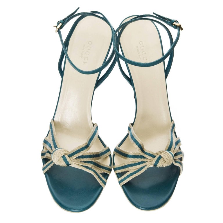 New Gucci Mirabelle Teal Heels Sz 8 at 1stDibs