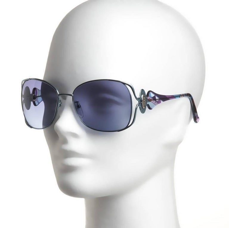 New Emilio Pucci Teal Blue Aviator Sunglasses With Case and Box at 1stDibs