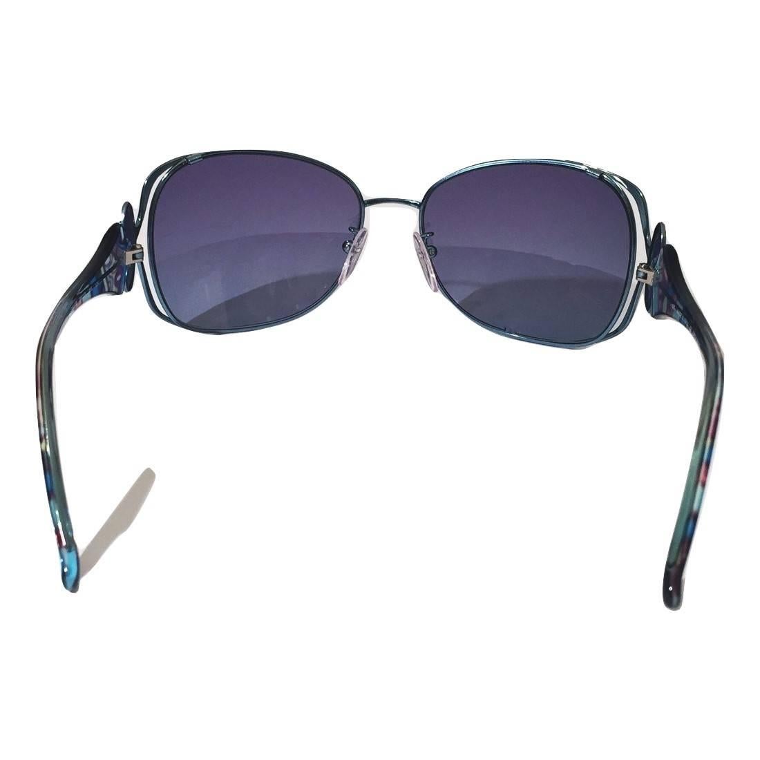 New Emilio Pucci Teal Blue Aviator Sunglasses With Case & Box 6