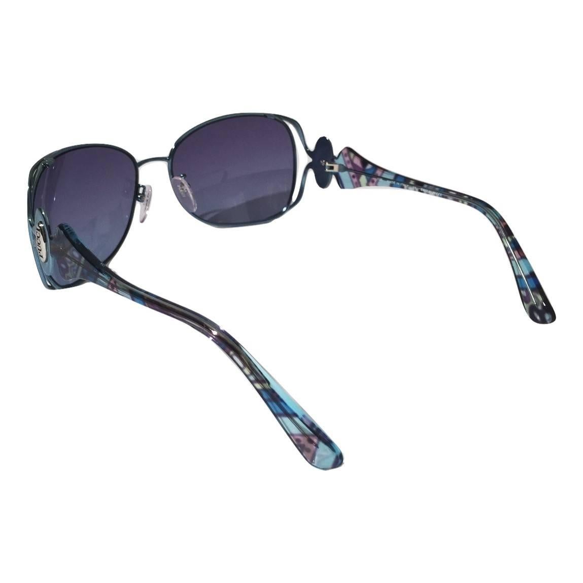 New Emilio Pucci Teal Blue Aviator Sunglasses With Case & Box 7