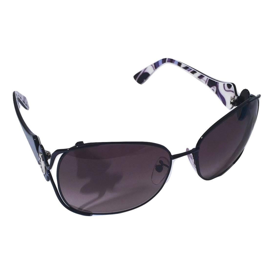 New Emilio Pucci Black Aviator Sunglasses With Case & Box 7