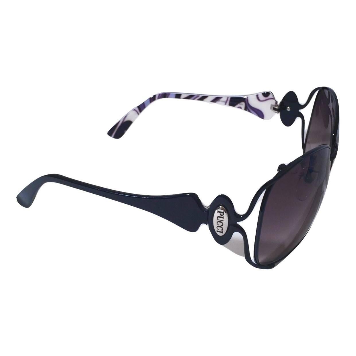 New Emilio Pucci Black Aviator Sunglasses With Case & Box 8
