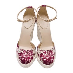 New Size 8.5 Gucci Cruise 2007 Runway Flora Wedge Espadrille Heels