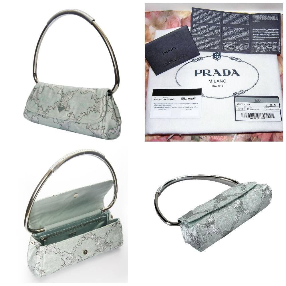  New Rare Prada Limited Edition Lurex Swing Korsett Tasche im Zustand „Neu“ im Angebot in Leesburg, VA