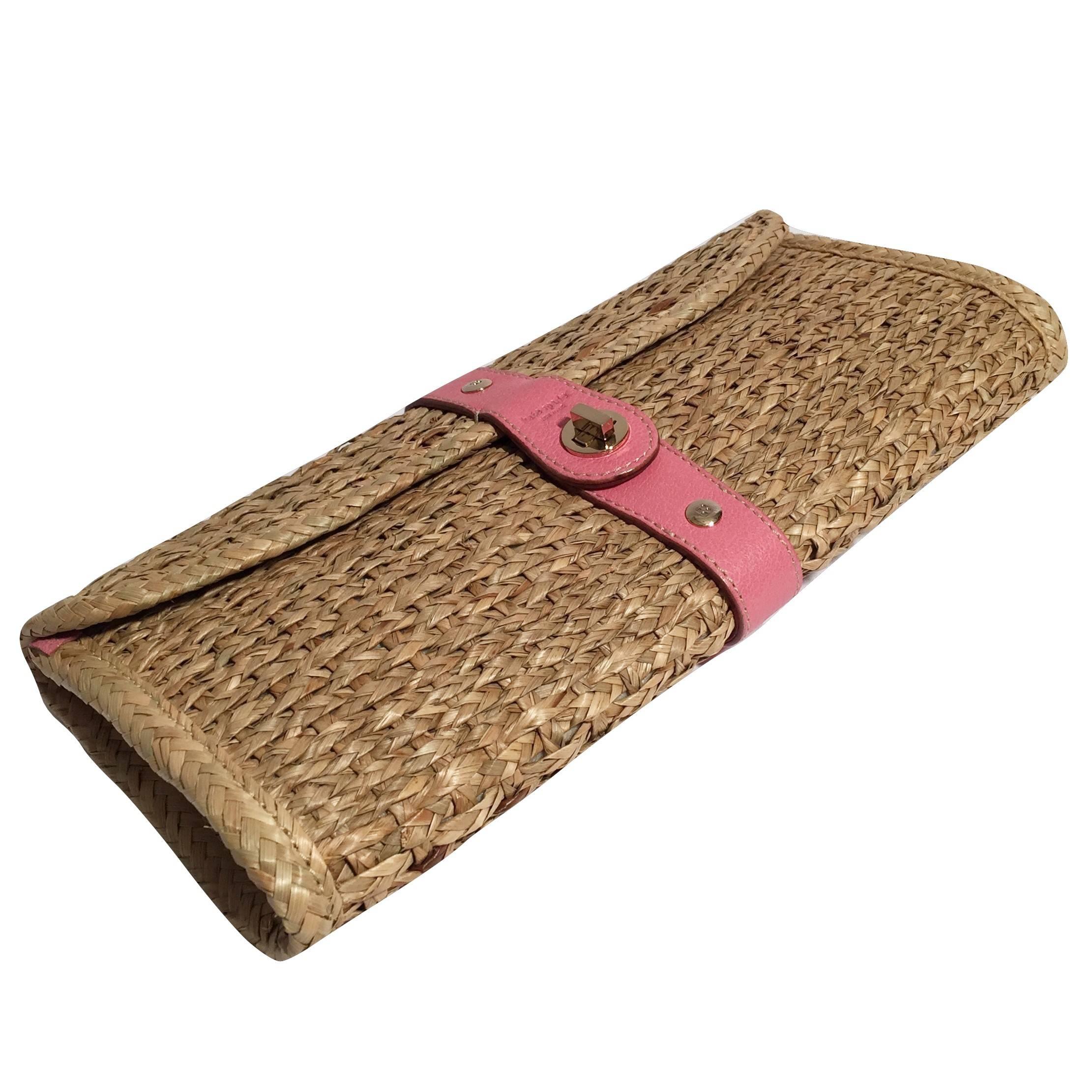 New Spring 2005 Collection Kate Spade Wicker Straw Rattan Clutch Bag In New Condition In Ashburn, VA