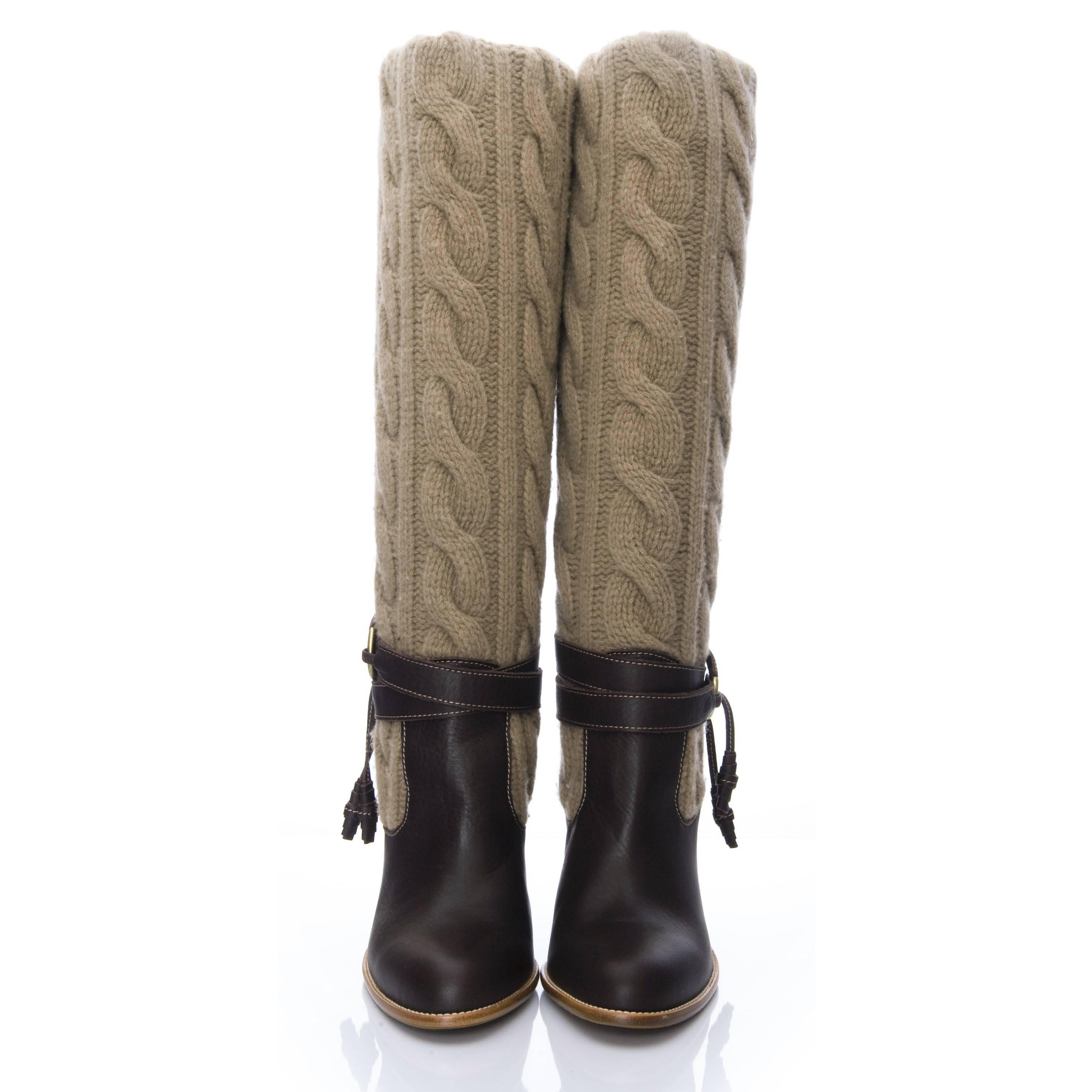 knit leather boots