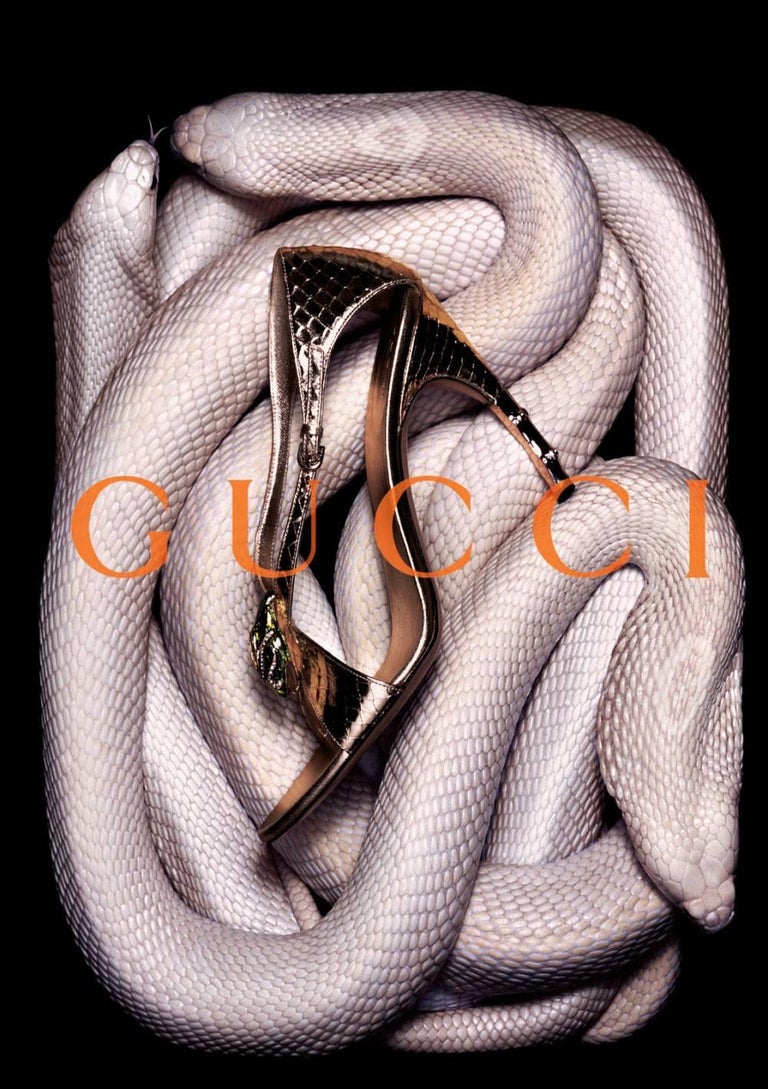 New Tom Ford for Gucci Python Snake Head Ad Runway Heels Sz 7 For Sale at 1stDibs