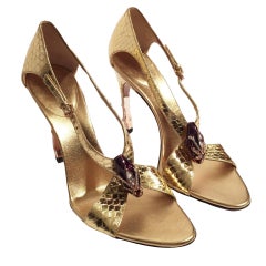 New Size 7 Rare Tom Ford for Gucci Python Snake Head Ad Runway Heels