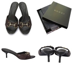 Gucci Size 7.5 Guccissima Horsebit Heels Slides Mules
