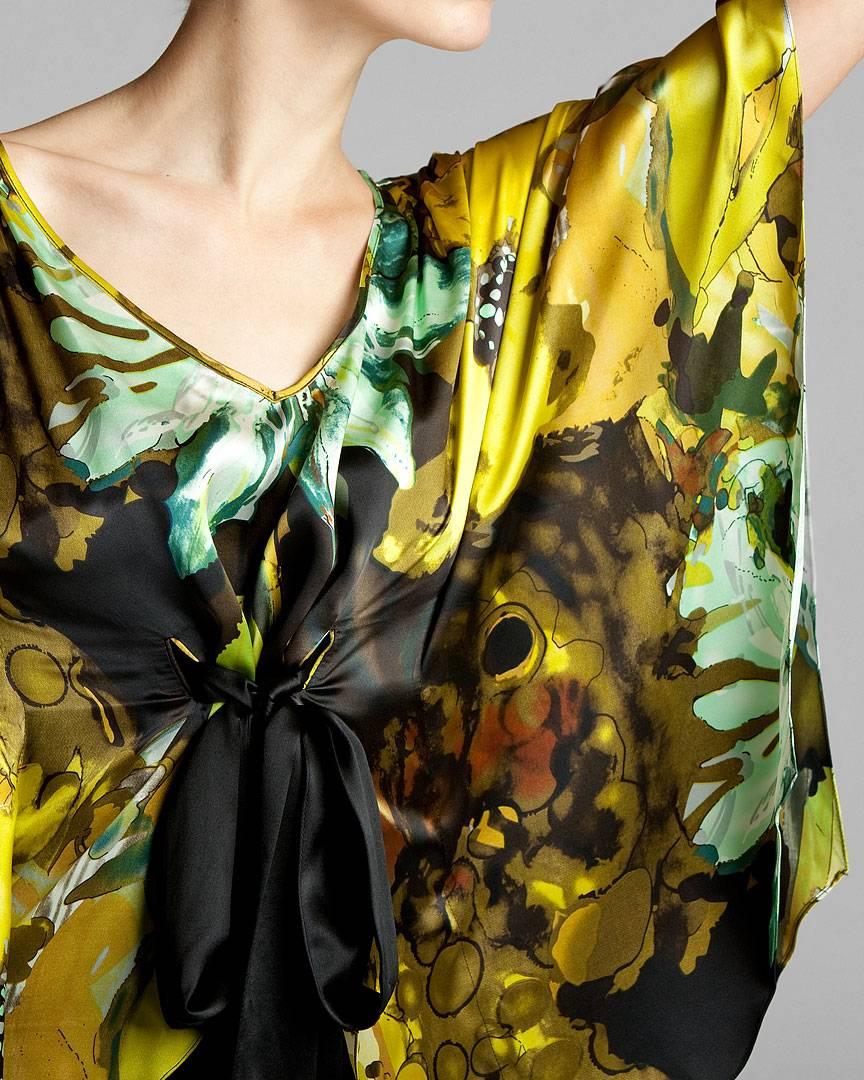 New Badgley Mischka New Couture Silk Cocktail Dress Sz 4 1