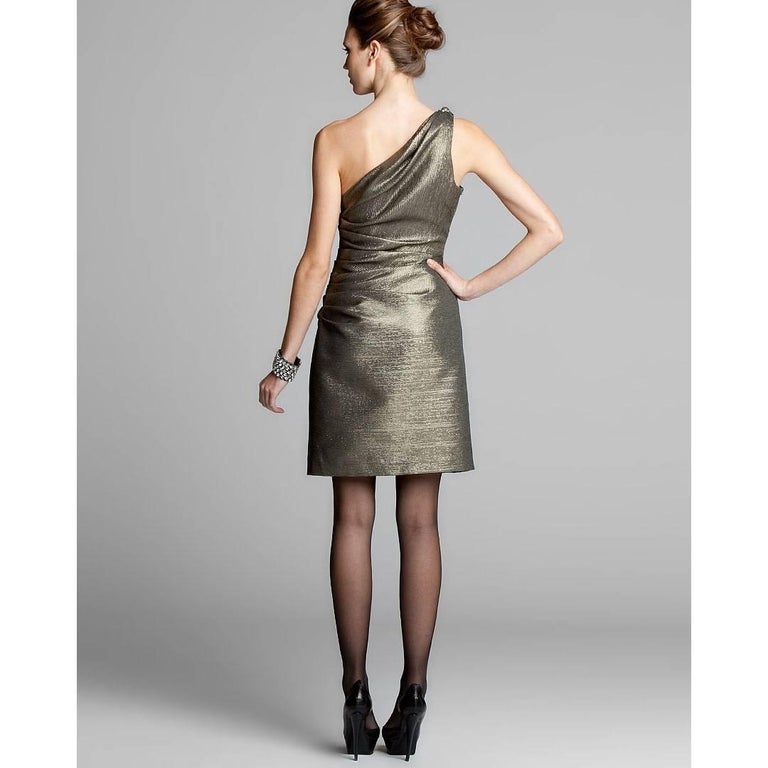 badgley mischka one shoulder bow dress Badgley Mischka One Shoulder Bow Column Midi Dress, Size: 2 in Amethyst