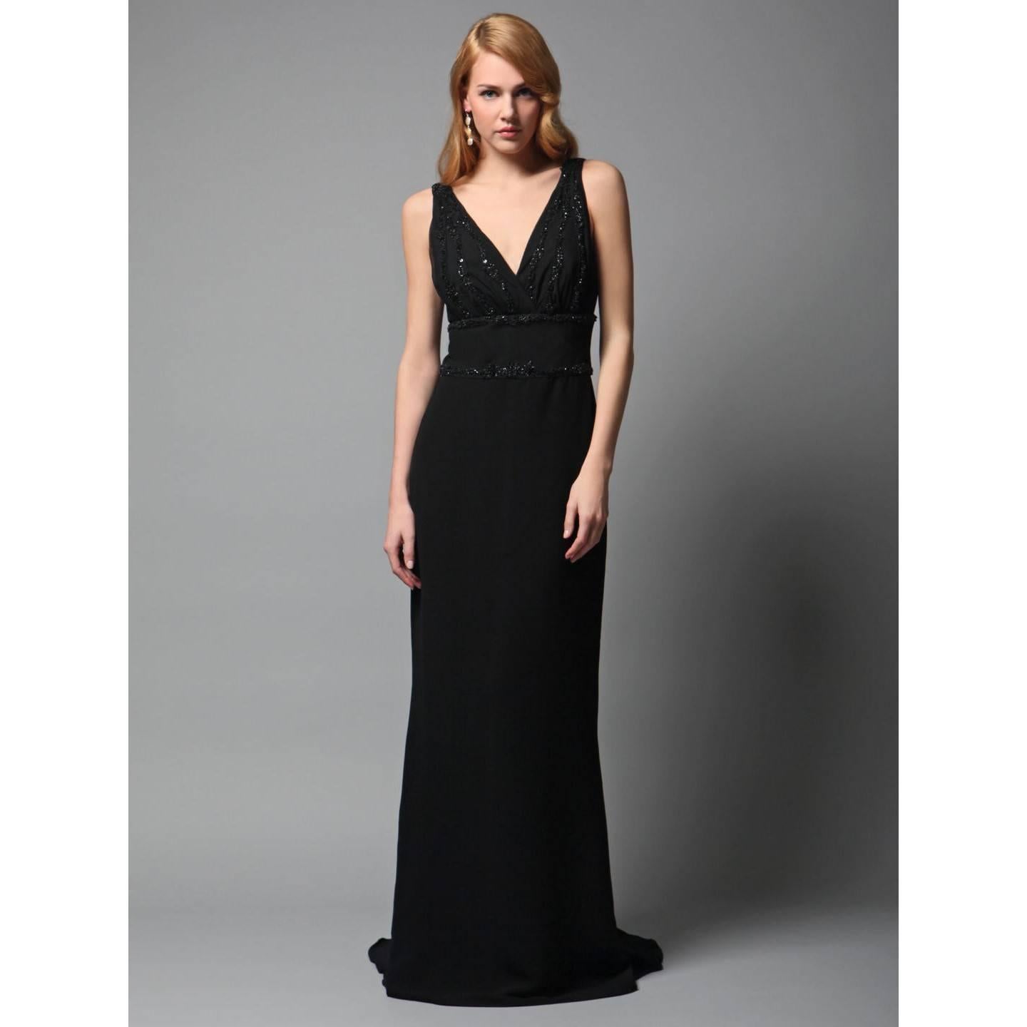 New Badgley Mischka Couture Beaded Evening Dress Gown Sz 4 at 1stDibs ...