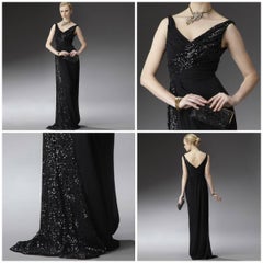 New Badgley Mischka New Couture Beaded Evening Dress Gown Sz 4
