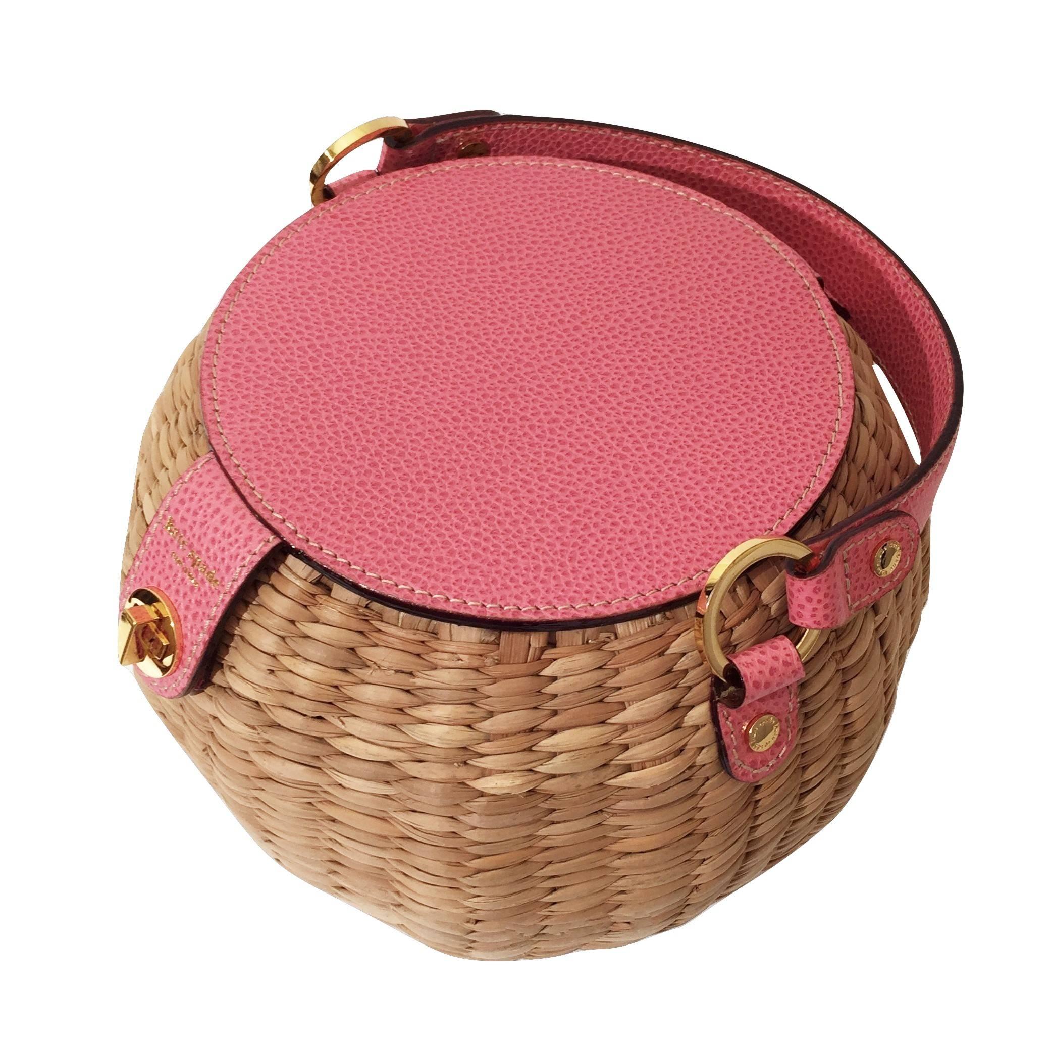 New Kate Spade Spring 2005 Collection Pink Wicker Basket Bag 4