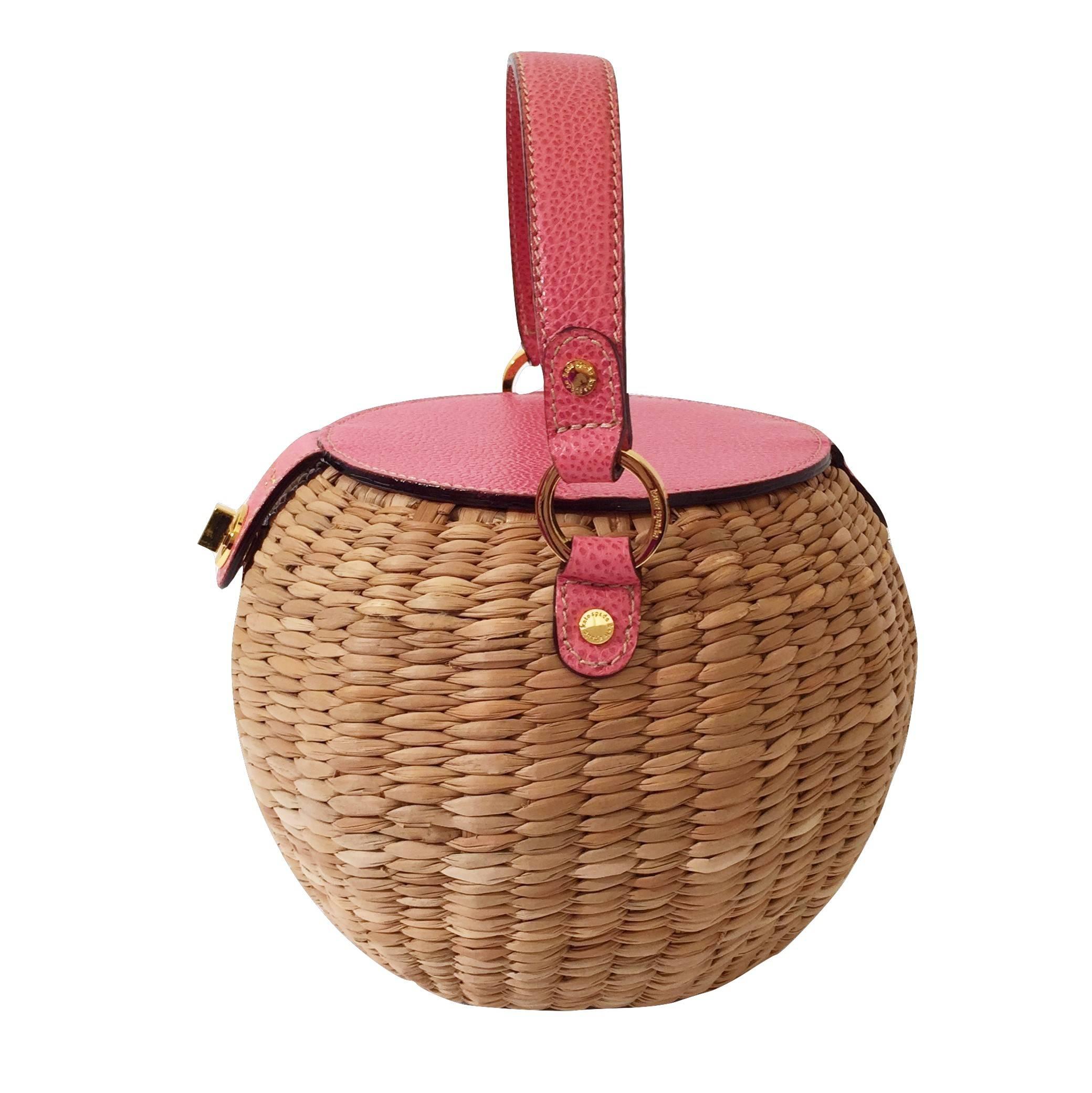 New Kate Spade Spring 2005 Collection Pink Wicker Basket Bag 7